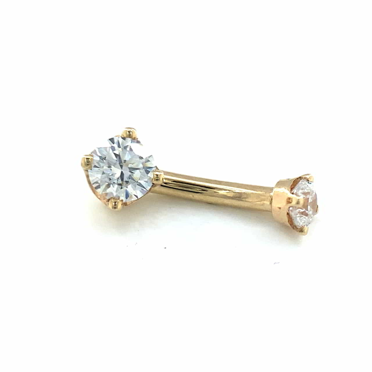 BVLA Curved Barbell with Threaded 3mm Round Prong Top and Fixed 4mm Prong Bottom Navel