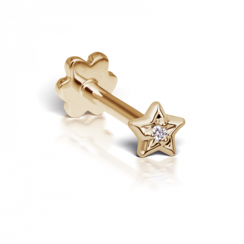 Diamond Solitaire Star Stecker Gelbgold